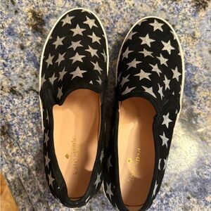 Kate Spade Black Slip-Ons with Silver Stars